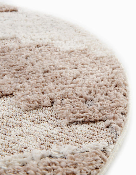 Sand 4' x 4' Cherokee Round Area Rug 100% Polypropylene With Cotton Backing Modern Geometric Carpet for Home Decor Interior Design Rooms for Sale at Rug Engine