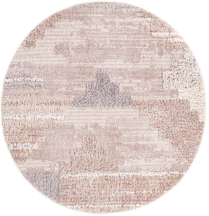 Sand 4' x 4' Cherokee Round Area Rug 100% Polypropylene With Cotton Backing Modern Geometric Carpet for Home Decor Interior Design Rooms for Sale at Rug Engine