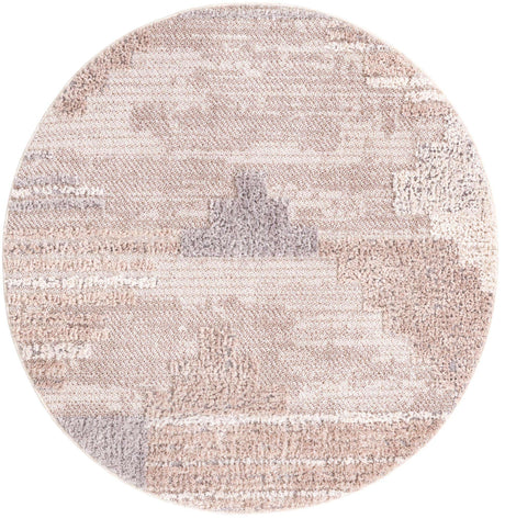 Sand 4' x 4' Cherokee Round Area Rug 100% Polypropylene With Cotton Backing Modern Geometric Carpet for Home Decor Interior Design Rooms for Sale at Rug Engine