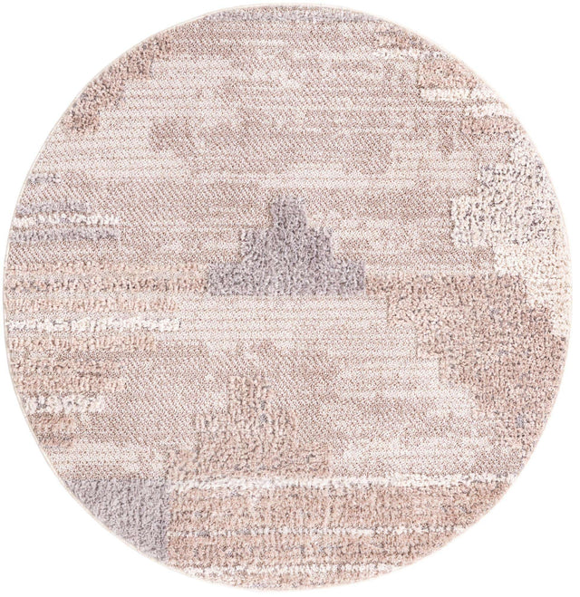 Sand 4' x 4' Cherokee Round Area Rug 100% Polypropylene With Cotton Backing Modern Geometric Carpet for Home Decor Interior Design Rooms for Sale at Rug Engine