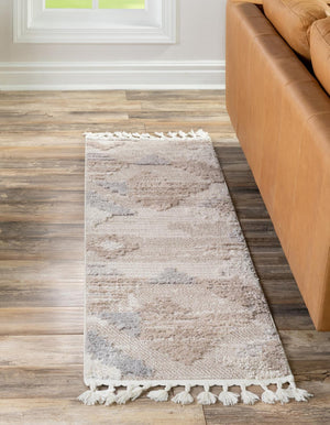 Sand 2' x 12' Cherokee Runner Area Rug 100% Polypropylene With Cotton Backing Modern Geometric Carpet for Home Decor Interior Design Rooms for Sale at Rug Engine