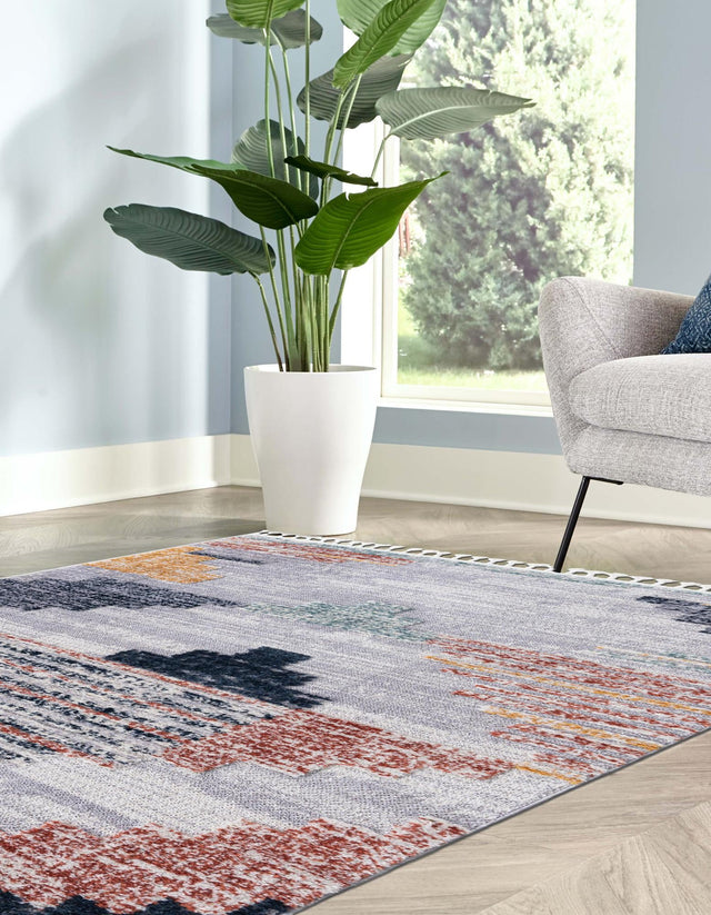 Multicolor 5' 3 x 8' Cherokee Rectangle Area Rug 100% Polypropylene With Cotton Backing Modern Geometric Carpet for Home Decor Interior Design Rooms for Sale at Rug Engine