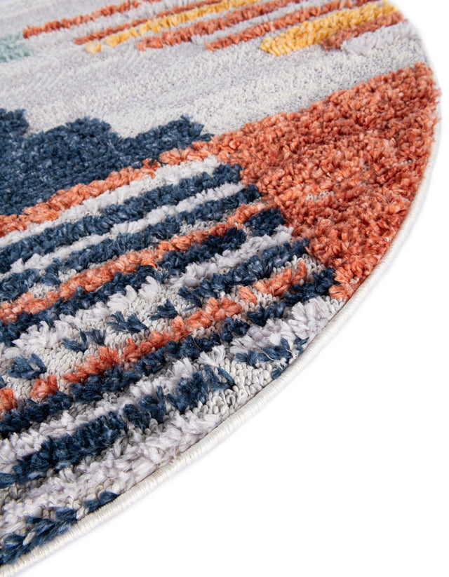 Multicolor 4' x 4' Cherokee Round Area Rug 100% Polypropylene With Cotton Backing Modern Geometric Carpet for Home Decor Interior Design Rooms for Sale at Rug Engine