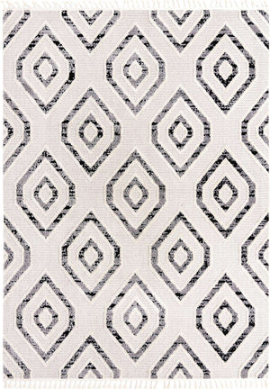 Black and White 9' x 12' Cherokee Rectangle Area Rug 100% Polypropylene With Cotton Backing Modern Geometric Carpet for Home Decor Interior Design Rooms for Sale at Rug Engine