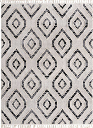 Black and White 7' 10 x 10' Cherokee Rectangle Area Rug 100% Polypropylene With Cotton Backing Modern Geometric Carpet for Home Decor Interior Design Rooms for Sale at Rug Engine