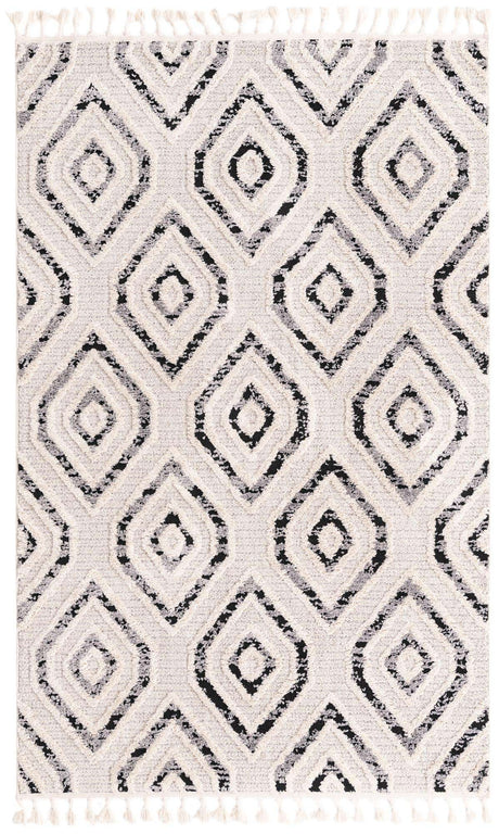 Black and White 5' 3 x 8' Cherokee Rectangle Area Rug 100% Polypropylene With Cotton Backing Modern Geometric Carpet for Home Decor Interior Design Rooms for Sale at Rug Engine