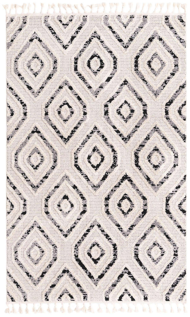 Black and White 5' 3 x 8' Cherokee Rectangle Area Rug 100% Polypropylene With Cotton Backing Modern Geometric Carpet for Home Decor Interior Design Rooms for Sale at Rug Engine