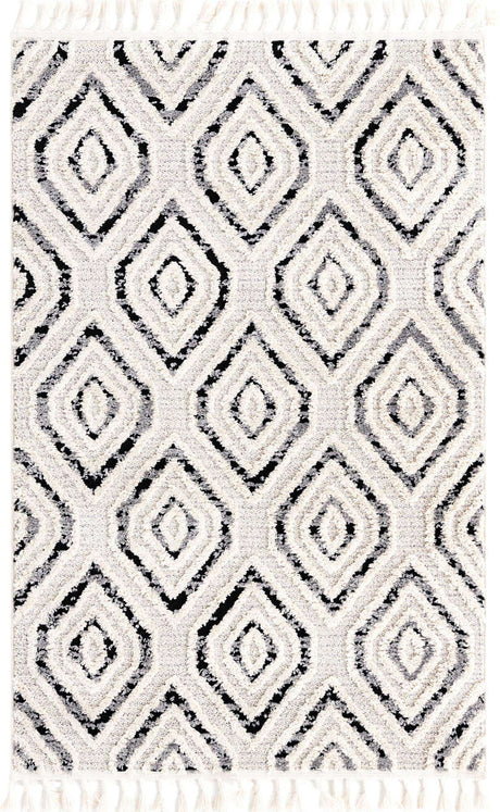 Black and White 2' x 3' 2 Cherokee Rectangle Area Rug 100% Polypropylene With Cotton Backing Modern Geometric Carpet for Home Decor Interior Design Rooms for Sale at Rug Engine