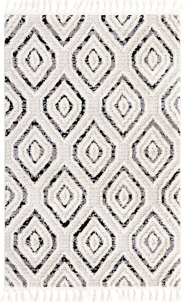 Black and White 2' x 3' 2 Cherokee Rectangle Area Rug 100% Polypropylene With Cotton Backing Modern Geometric Carpet for Home Decor Interior Design Rooms for Sale at Rug Engine