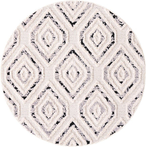 Black and White 4' x 4' Cherokee Round Area Rug 100% Polypropylene With Cotton Backing Modern Geometric Carpet for Home Decor Interior Design Rooms for Sale at Rug Engine
