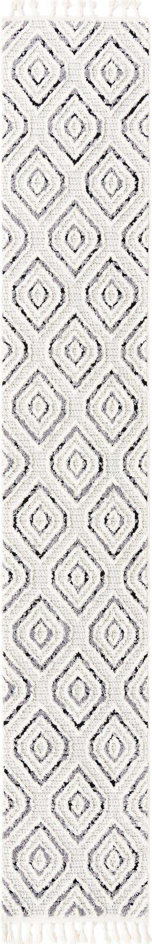 Black and White 2' x 12' Cherokee Runner Area Rug 100% Polypropylene With Cotton Backing Modern Geometric Carpet for Home Decor Interior Design Rooms for Sale at Rug Engine
