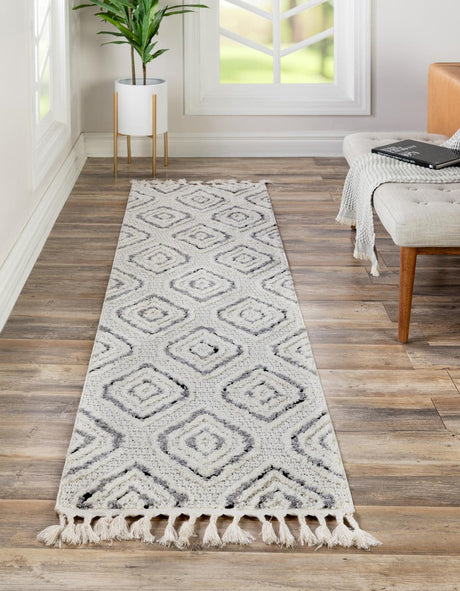 Black and White 2' x 6' Cherokee Runner Area Rug 100% Polypropylene With Cotton Backing Modern Geometric Carpet for Home Decor Interior Design Rooms for Sale at Rug Engine
