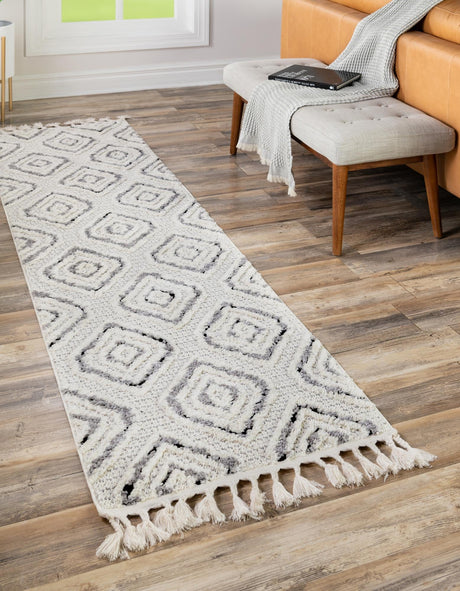 Black and White 2' x 8' Cherokee Runner Area Rug 100% Polypropylene With Cotton Backing Modern Geometric Carpet for Home Decor Interior Design Rooms for Sale at Rug Engine