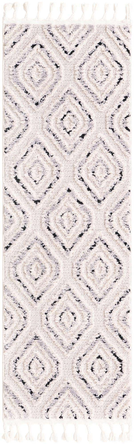 Black and White 2' x 6' Cherokee Runner Area Rug 100% Polypropylene With Cotton Backing Modern Geometric Carpet for Home Decor Interior Design Rooms for Sale at Rug Engine