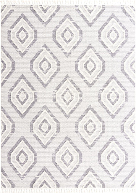 Ivory 9' x 12' Cherokee Rectangle Area Rug 100% Polypropylene With Cotton Backing Modern Geometric Carpet for Home Decor Interior Design Rooms for Sale at Rug Engine