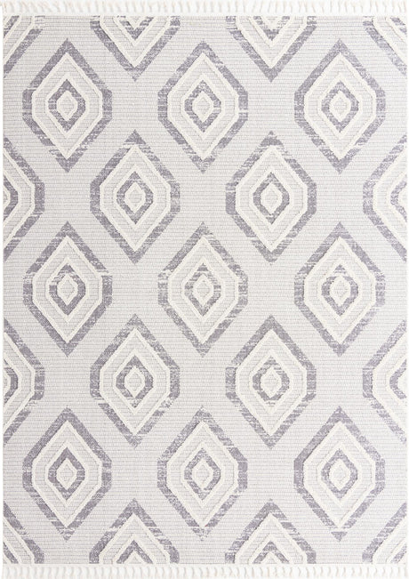 Ivory 9' x 12' Cherokee Rectangle Area Rug 100% Polypropylene With Cotton Backing Modern Geometric Carpet for Home Decor Interior Design Rooms for Sale at Rug Engine