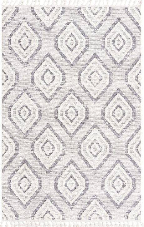 Ivory 6' x 9' Cherokee Rectangle Area Rug 100% Polypropylene With Cotton Backing Modern Geometric Carpet for Home Decor Interior Design Rooms for Sale at Rug Engine