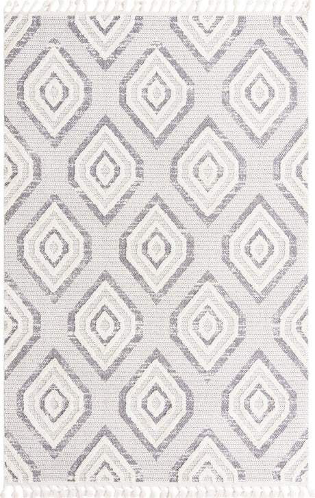 Ivory 6' x 9' Cherokee Rectangle Area Rug 100% Polypropylene With Cotton Backing Modern Geometric Carpet for Home Decor Interior Design Rooms for Sale at Rug Engine