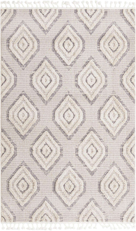 Ivory 5' 3 x 8' Cherokee Rectangle Area Rug 100% Polypropylene With Cotton Backing Modern Geometric Carpet for Home Decor Interior Design Rooms for Sale at Rug Engine