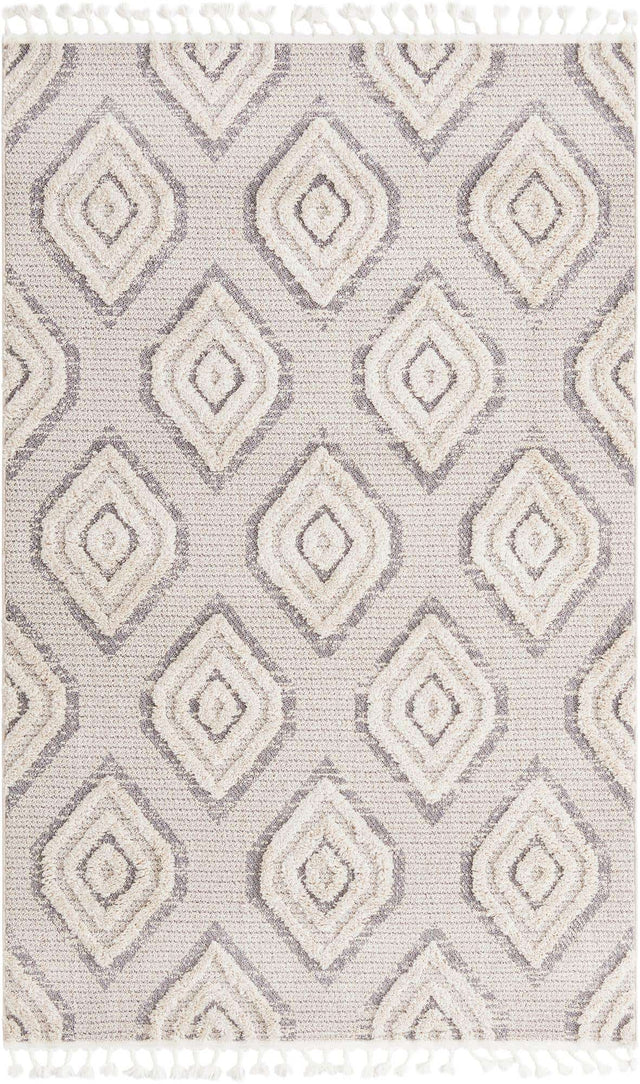 Ivory 5' 3 x 8' Cherokee Rectangle Area Rug 100% Polypropylene With Cotton Backing Modern Geometric Carpet for Home Decor Interior Design Rooms for Sale at Rug Engine