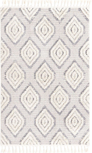 Ivory 4' x 6' Cherokee Rectangle Area Rug 100% Polypropylene With Cotton Backing Modern Geometric Carpet for Home Decor Interior Design Rooms for Sale at Rug Engine
