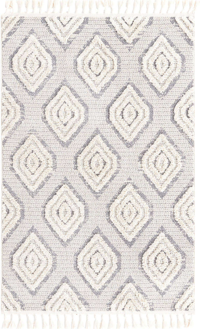 Ivory 4' x 6' Cherokee Rectangle Area Rug 100% Polypropylene With Cotton Backing Modern Geometric Carpet for Home Decor Interior Design Rooms for Sale at Rug Engine