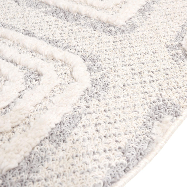 Ivory 4' x 4' Cherokee Round Area Rug 100% Polypropylene With Cotton Backing Modern Geometric Carpet for Home Decor Interior Design Rooms for Sale at Rug Engine
