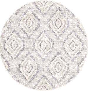 Ivory 4' x 4' Cherokee Round Area Rug 100% Polypropylene With Cotton Backing Modern Geometric Carpet for Home Decor Interior Design Rooms for Sale at Rug Engine