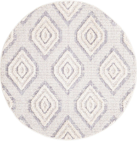 Ivory 4' x 4' Cherokee Round Area Rug 100% Polypropylene With Cotton Backing Modern Geometric Carpet for Home Decor Interior Design Rooms for Sale at Rug Engine