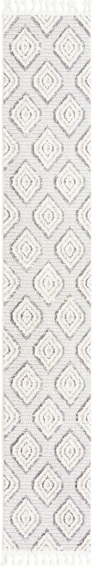 Ivory 2' x 12' Cherokee Runner Area Rug 100% Polypropylene With Cotton Backing Modern Geometric Carpet for Home Decor Interior Design Rooms for Sale at Rug Engine