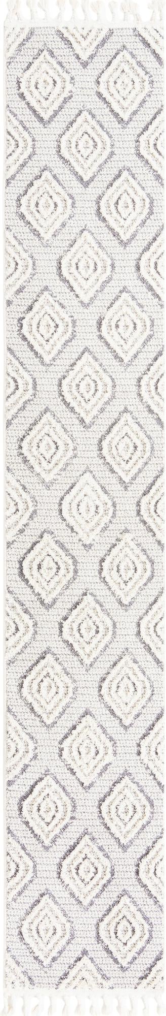 Ivory 2' x 12' Cherokee Runner Area Rug 100% Polypropylene With Cotton Backing Modern Geometric Carpet for Home Decor Interior Design Rooms for Sale at Rug Engine