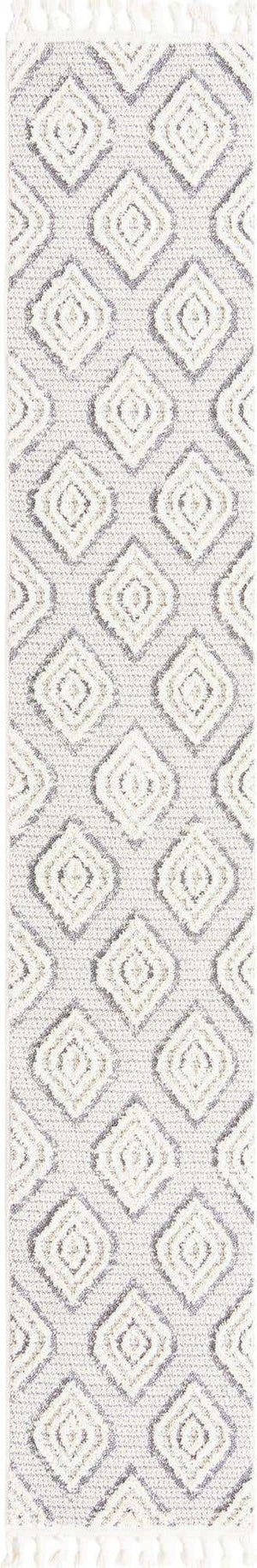Ivory 2' x 12' Cherokee Runner Area Rug 100% Polypropylene With Cotton Backing Modern Geometric Carpet for Home Decor Interior Design Rooms for Sale at Rug Engine