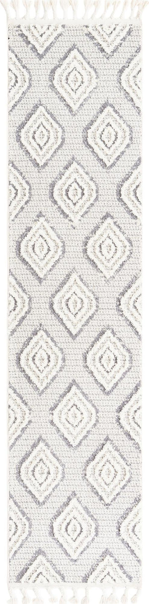 Ivory 2' x 8' Cherokee Runner Area Rug 100% Polypropylene With Cotton Backing Modern Geometric Carpet for Home Decor Interior Design Rooms for Sale at Rug Engine