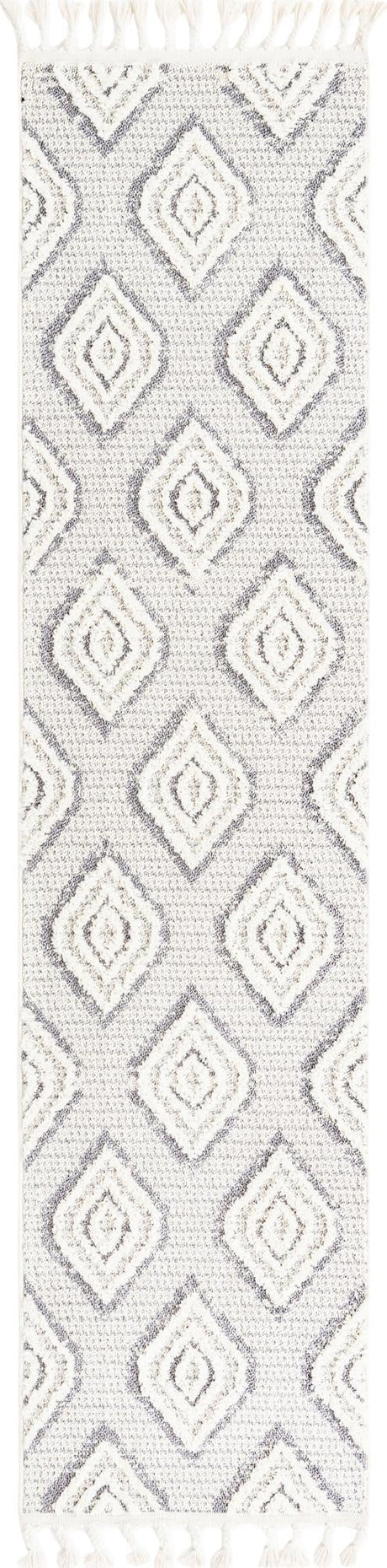 Ivory 2' x 8' Cherokee Runner Area Rug 100% Polypropylene With Cotton Backing Modern Geometric Carpet for Home Decor Interior Design Rooms for Sale at Rug Engine