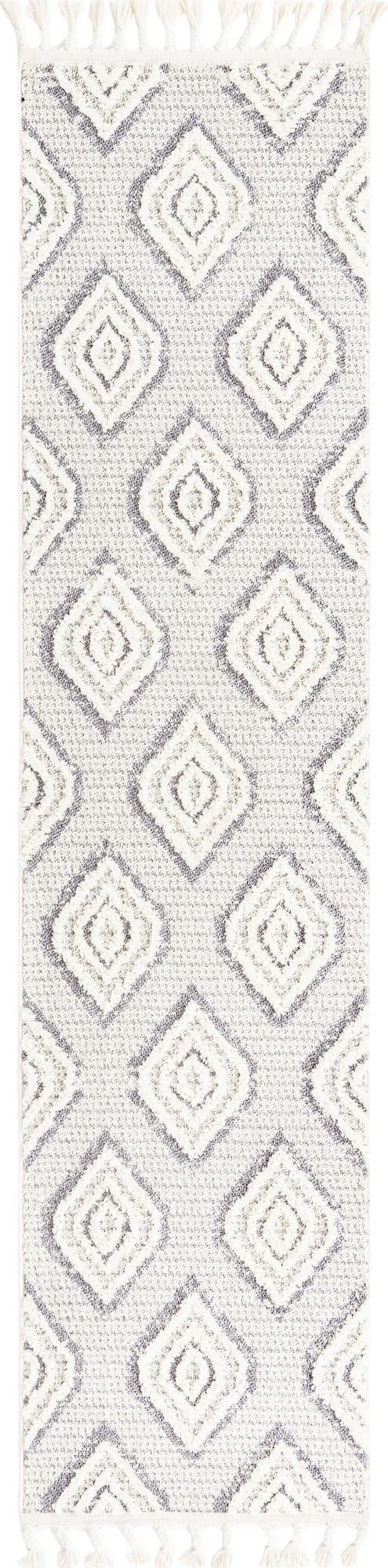 Ivory 2' x 8' Cherokee Runner Area Rug 100% Polypropylene With Cotton Backing Modern Geometric Carpet for Home Decor Interior Design Rooms for Sale at Rug Engine