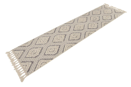 Ivory 2' x 8' Cherokee Runner Area Rug 100% Polypropylene With Cotton Backing Modern Geometric Carpet for Home Decor Interior Design Rooms for Sale at Rug Engine