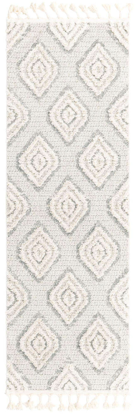 Ivory 2' x 6' Cherokee Runner Area Rug 100% Polypropylene With Cotton Backing Modern Geometric Carpet for Home Decor Interior Design Rooms for Sale at Rug Engine