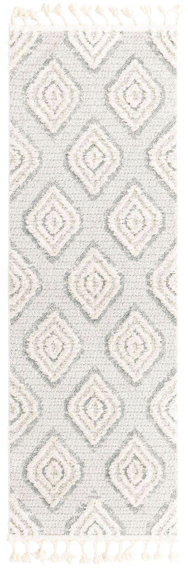 Ivory 2' x 6' Cherokee Runner Area Rug 100% Polypropylene With Cotton Backing Modern Geometric Carpet for Home Decor Interior Design Rooms for Sale at Rug Engine