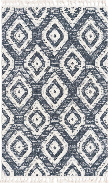Blue Gray 5' 3 x 8' Cherokee Rectangle Area Rug 100% Polypropylene With Cotton Backing Modern Geometric Carpet for Home Decor Interior Design Rooms for Sale at Rug Engine