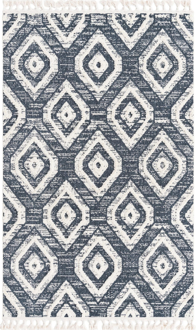 Blue Gray 5' 3 x 8' Cherokee Rectangle Area Rug 100% Polypropylene With Cotton Backing Modern Geometric Carpet for Home Decor Interior Design Rooms for Sale at Rug Engine