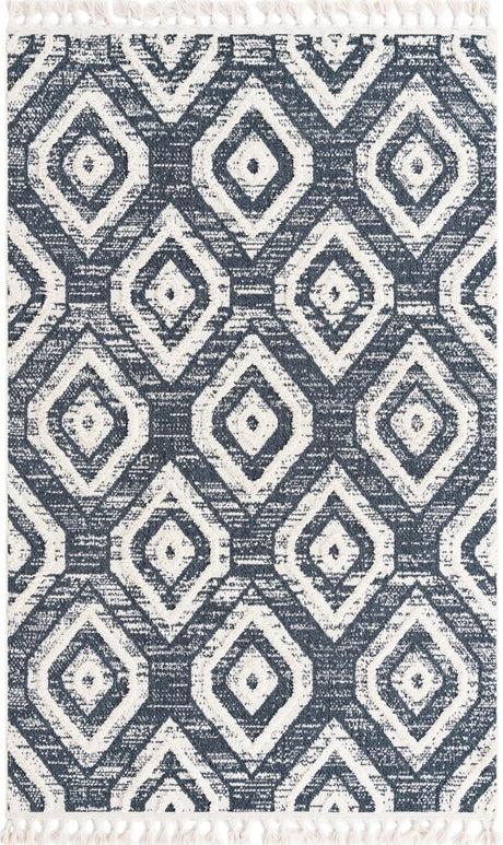 Blue Gray 5' 3 x 8' Cherokee Rectangle Area Rug 100% Polypropylene With Cotton Backing Modern Geometric Carpet for Home Decor Interior Design Rooms for Sale at Rug Engine