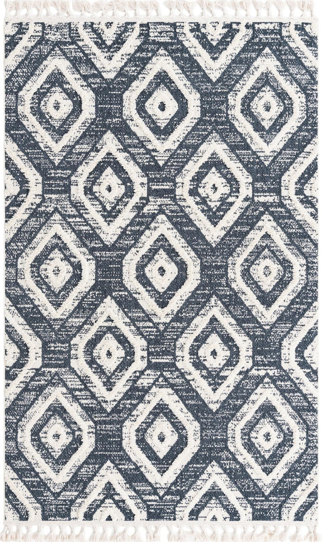 Blue Gray 5' 3 x 8' Cherokee Rectangle Area Rug 100% Polypropylene With Cotton Backing Modern Geometric Carpet for Home Decor Interior Design Rooms for Sale at Rug Engine