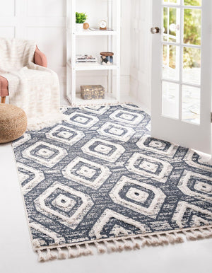 Blue Gray 6' x 9' Cherokee Rectangle Area Rug 100% Polypropylene With Cotton Backing Modern Geometric Carpet for Home Decor Interior Design Rooms for Sale at Rug Engine