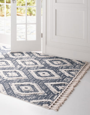 Blue Gray 4' x 6' Cherokee Rectangle Area Rug 100% Polypropylene With Cotton Backing Modern Geometric Carpet for Home Decor Interior Design Rooms for Sale at Rug Engine