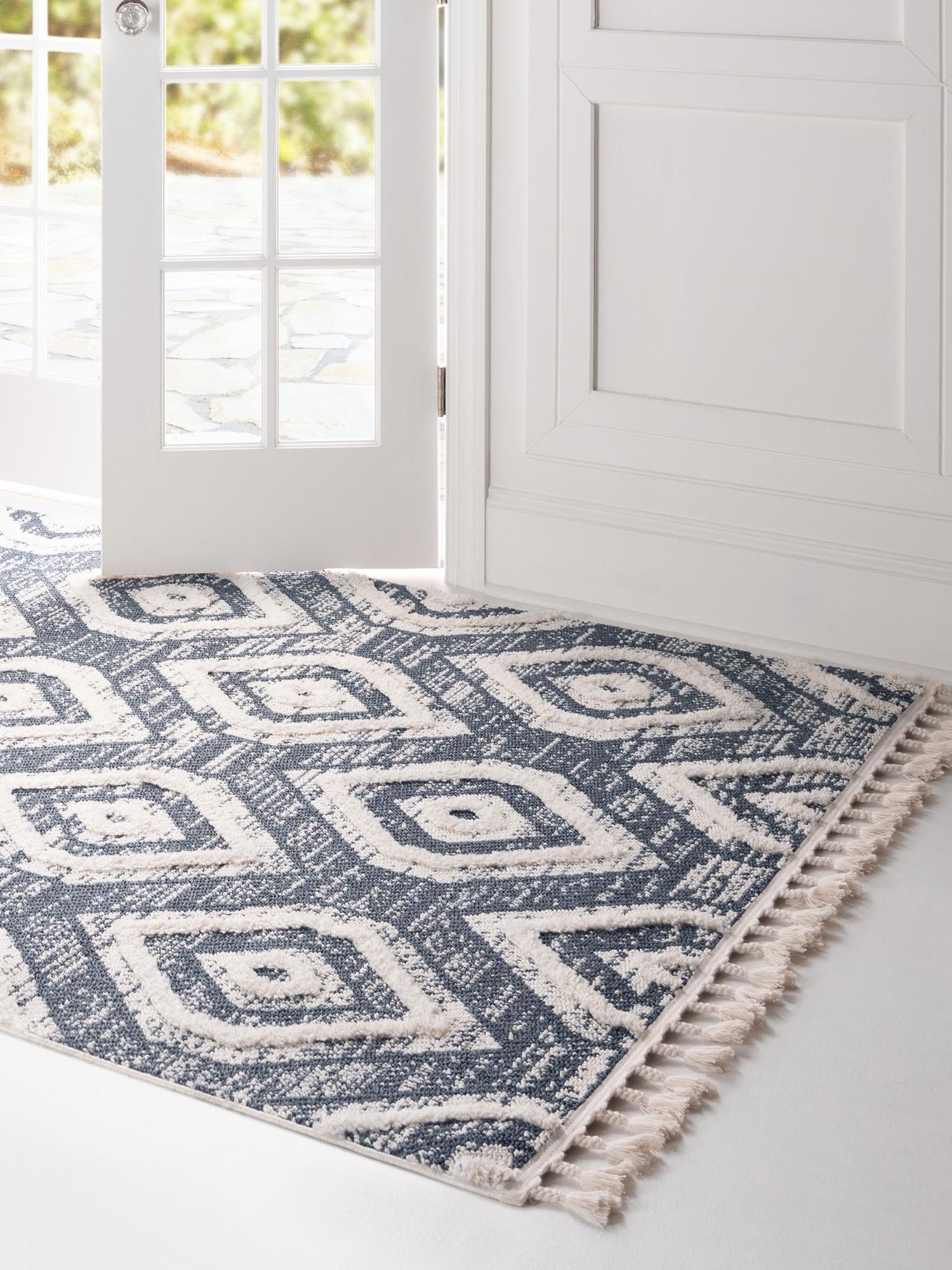 Blue Gray 2' x 3' 2 Cherokee Rectangle Area Rug 100% Polypropylene With Cotton Backing Modern Geometric Carpet for Home Decor Interior Design Rooms for Sale at Rug Engine