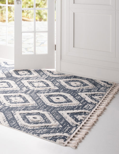 Blue Gray 9' x 12' Cherokee Rectangle Area Rug 100% Polypropylene With Cotton Backing Modern Geometric Carpet for Home Decor Interior Design Rooms for Sale at Rug Engine