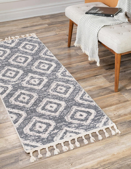 Blue Gray 2' x 12' Cherokee Runner Area Rug 100% Polypropylene With Cotton Backing Modern Geometric Carpet for Home Decor Interior Design Rooms for Sale at Rug Engine
