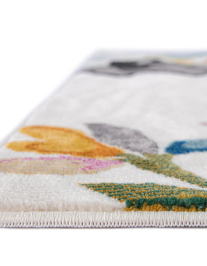 Ivory 7' 10 x 7' 10 Blossom Square Area Rug 100% Polypropylene With Cotton Backing Easy Clean Colorful Blooming Blossoming Flower Floral Plant Carpet for Living Dining Room Office Dorms for Sale at Rug Engine