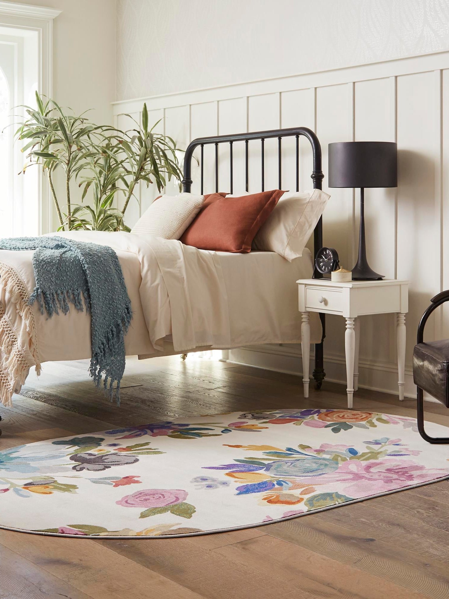 Ivory 7' 10 x 10' Blossom Oval Area Rug 100% Polypropylene With Cotton Backing Easy Clean Colorful Blooming Blossoming Flower Floral Plant Carpet for Living Dining Room Office Dorms for Sale at Rug Engine