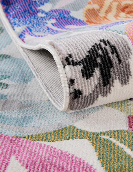 Ivory 5' 3 x 7' 10 Blossom Oval Area Rug 100% Polypropylene With Cotton Backing Easy Clean Colorful Blooming Blossoming Flower Floral Plant Carpet for Living Dining Room Office Dorms for Sale at Rug Engine